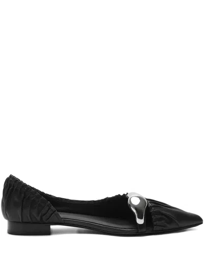 Manière De Voir Céleste Gathered Metal-detail Flat Pumps