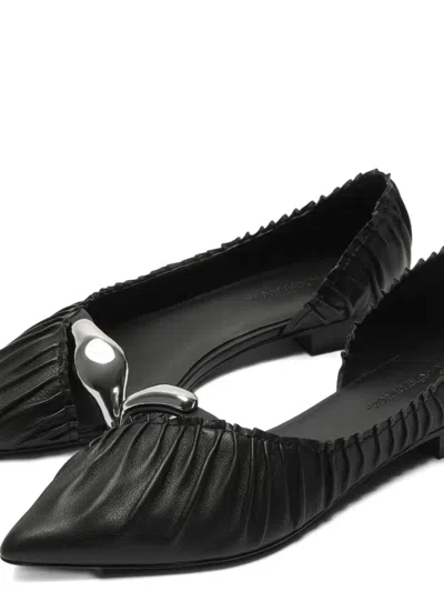 Manière De Voir Céleste Gathered Metal-detail Flat Pumps