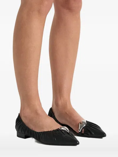 Manière De Voir Céleste Gathered Metal-detail Flat Pumps