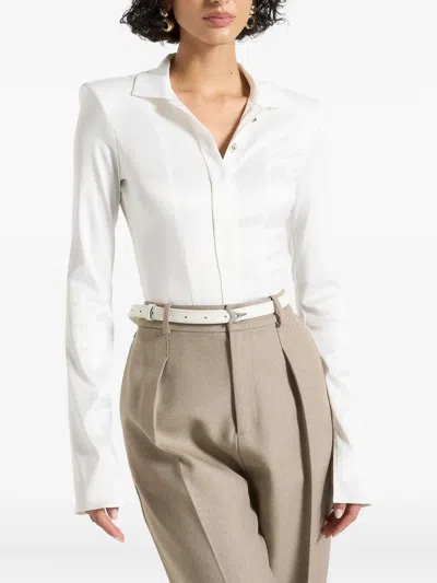 Manière De Voir Louise Pointed-collar Satin Bodysuit