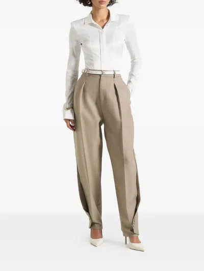 Manière De Voir Louise Pointed-collar Satin Bodysuit