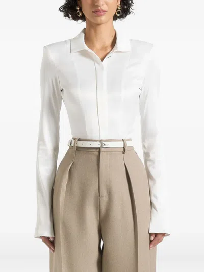 Manière De Voir Louise Pointed-collar Satin Bodysuit