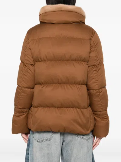 Herno Quilted Fur-trimmed Jacket In Brown