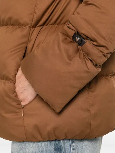 Herno Quilted Fur-trimmed Jacket In Brown