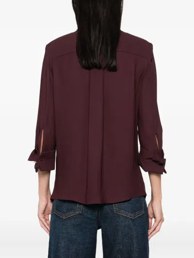 Elisabetta Franchi Shirt With Chest Pockets And Collared Neck In Burgundy