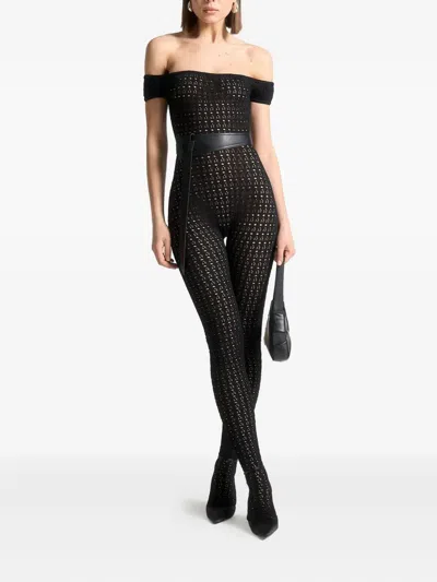 Manière De Voir Martine Pointelle Knit Bardot-neck Jumpsuit