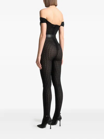 Manière De Voir Martine Pointelle Knit Bardot-neck Jumpsuit