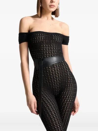 Manière De Voir Martine Pointelle Knit Bardot-neck Jumpsuit