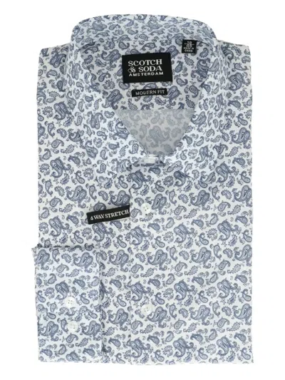 Scotch & Soda Paisley-print Shirt In Gray