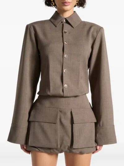 Manière De Voir Cargo-pockets Mini Dress In Brown