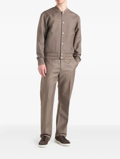 Manière De Voir Savin Pinstripe Bomber Jacket