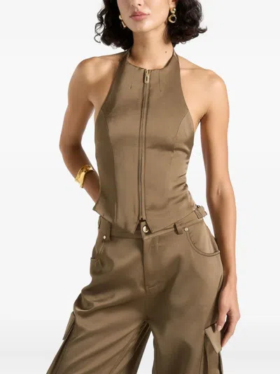 Manière De Voir Zip-front Halter Top
