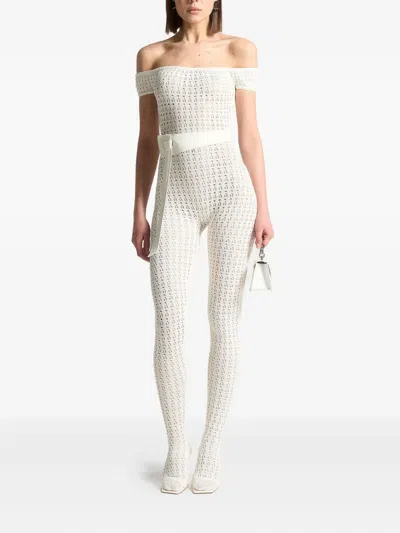 Manière De Voir Martine Pointelle-knit Bardot Jumpsuit