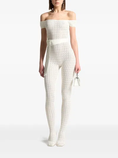 Manière De Voir Martine Pointelle-knit Bardot Jumpsuit