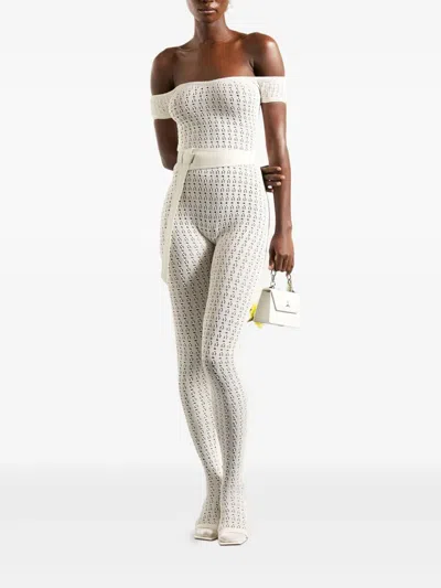 Manière De Voir Martine Pointelle-knit Bardot Jumpsuit