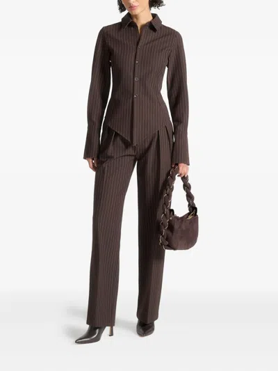 Manière De Voir Pinstripe Shirt In Brown