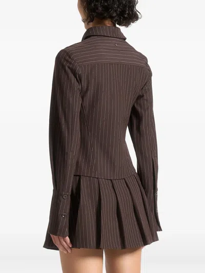 Manière De Voir Pinstripe Shirt In Brown