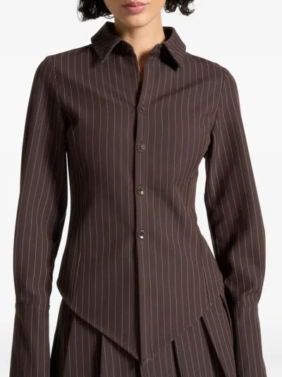 Manière De Voir Pinstripe Shirt In Brown