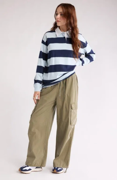 Abound Oversize Rugby Stripe Long Sleeve Polo