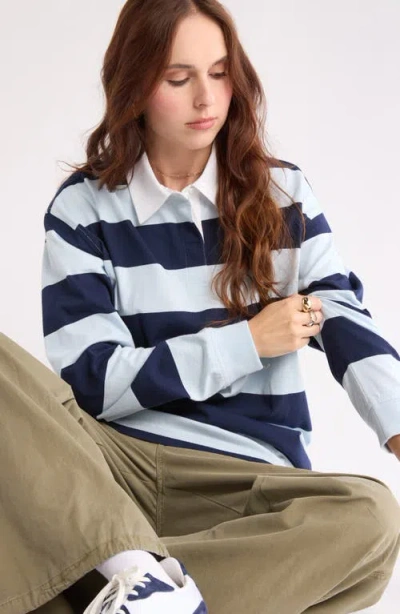 Abound Oversize Rugby Stripe Long Sleeve Polo