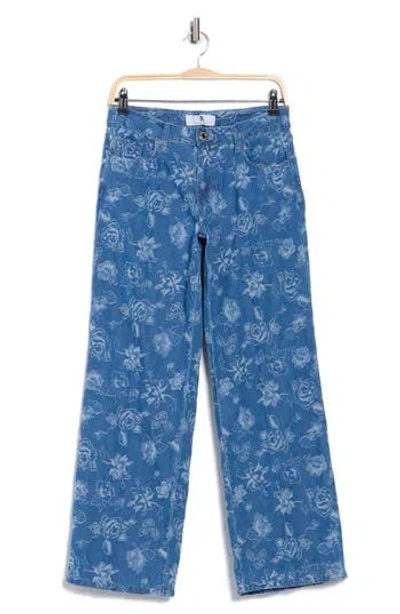 Flying Angel Wide Leg Floral Print Jeans