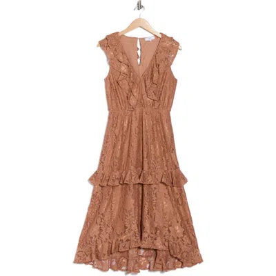 Nsr Ruffle Lace Midi Dress