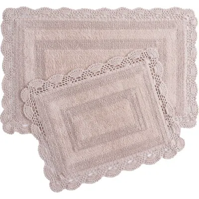 Laura Ashley Reversible Crochet Cotton 2-piece Bath Mat Set