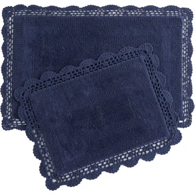 Laura Ashley Reversible Crochet Cotton 2-piece Bath Mat Set