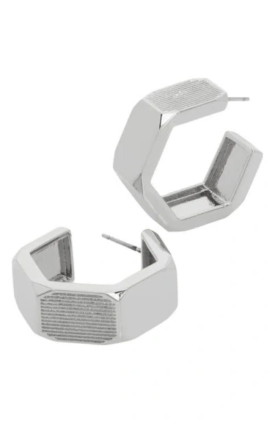 Allsaints Textured Medium Hexagon Hoop Earrings