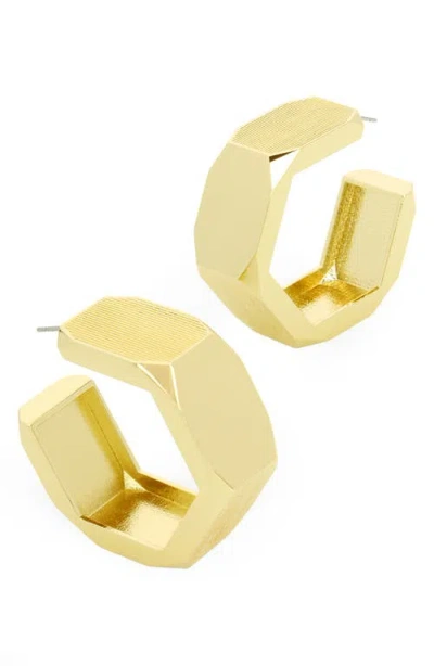 Allsaints Textured Medium Hexagon Hoop Earrings