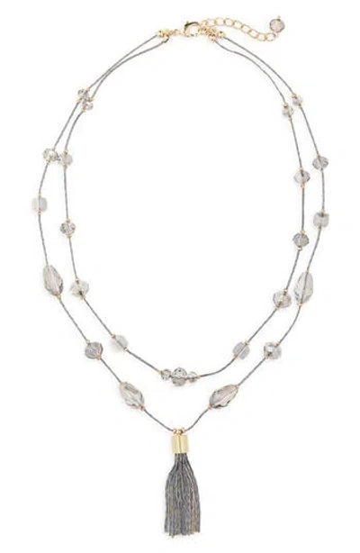 Tasha Tassel Pendant Beaded Station Layered Necklace