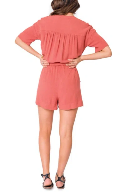 Gibsonlook Short Sleeve Tie Waist Romper