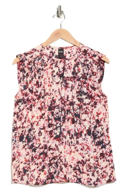 Hugo Boss Boss Binalli Floral Ruffle Sleeveless Top In Multi