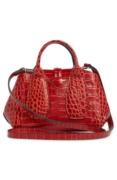 Longchamp Extra Small Roseau Croc Embossed Top Handle Crossbody Bag