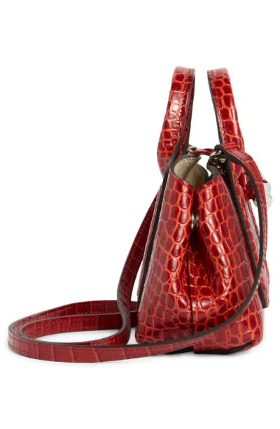 Longchamp Extra Small Roseau Croc Embossed Top Handle Crossbody Bag
