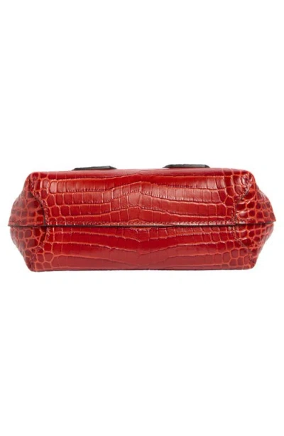 Longchamp Extra Small Roseau Croc Embossed Top Handle Crossbody Bag