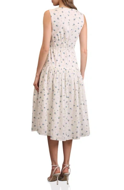 Avec Les Filles Shirred Tiered Midi Dress In White