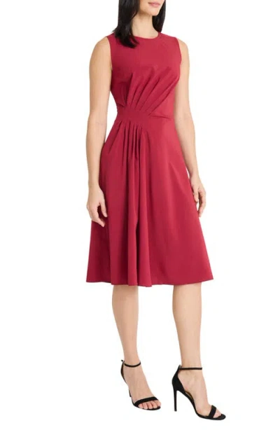 Maggy London Draped Midi Dress In Red