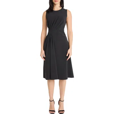 Maggy London Draped Midi Dress In Black