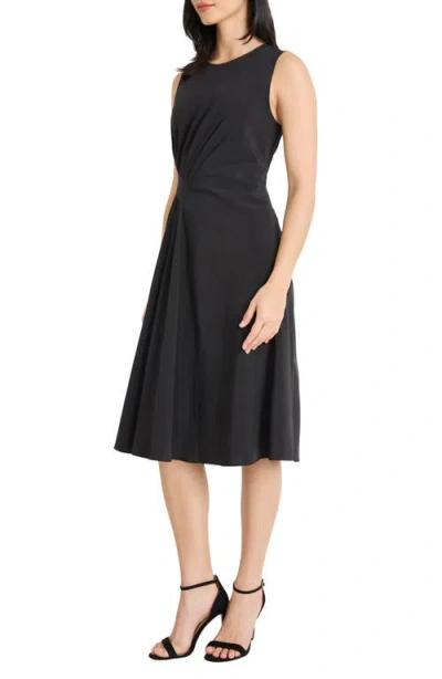 Maggy London Draped Midi Dress In Black