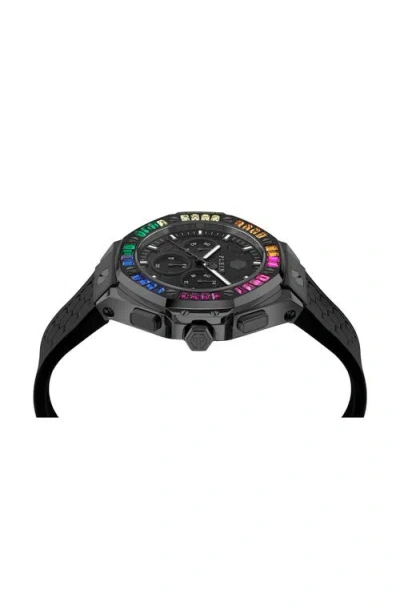 Philipp Plein Chrono Royal Crystal Silicone Strap Watch, 42mm