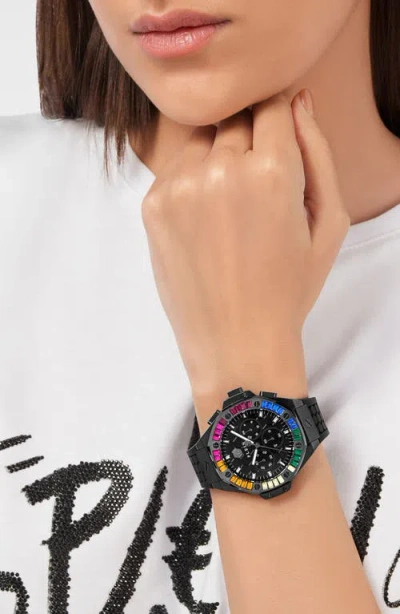 Philipp Plein Chrono Royal Crystal Silicone Strap Watch, 42mm