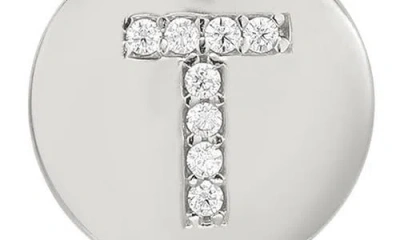 Suzy Levian Cubic Zirconia Initial Disc Pendant Necklace