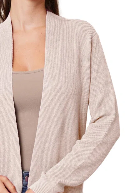 Cyrus Open Front Waffle Cardigan In Neutral