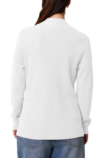 Cyrus Open Front Waffle Cardigan In White