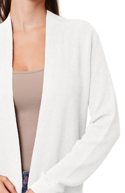 Cyrus Open Front Waffle Cardigan In White