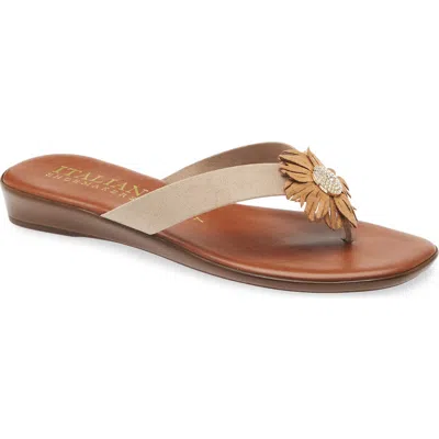 Italian Shoemakers Olaina Flower Sandal In Brown