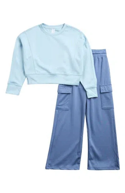 90 Degree By Reflex Kids' Scuba Sweatshirt & Cargo Pants Set In Blue