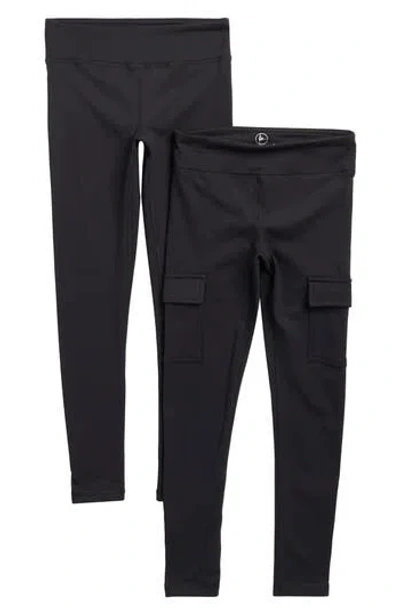 90 Degree By Reflex Kids' Two Pack Polarlux Cargo Pocket Leggings In Black