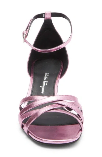 Ferragamo Flor Metallic Leather Sandal